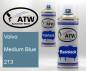 Preview: Volvo, Medium Blue, 213: 400ml Sprühdose + 400ml Klarlack - Set, von ATW Autoteile West.